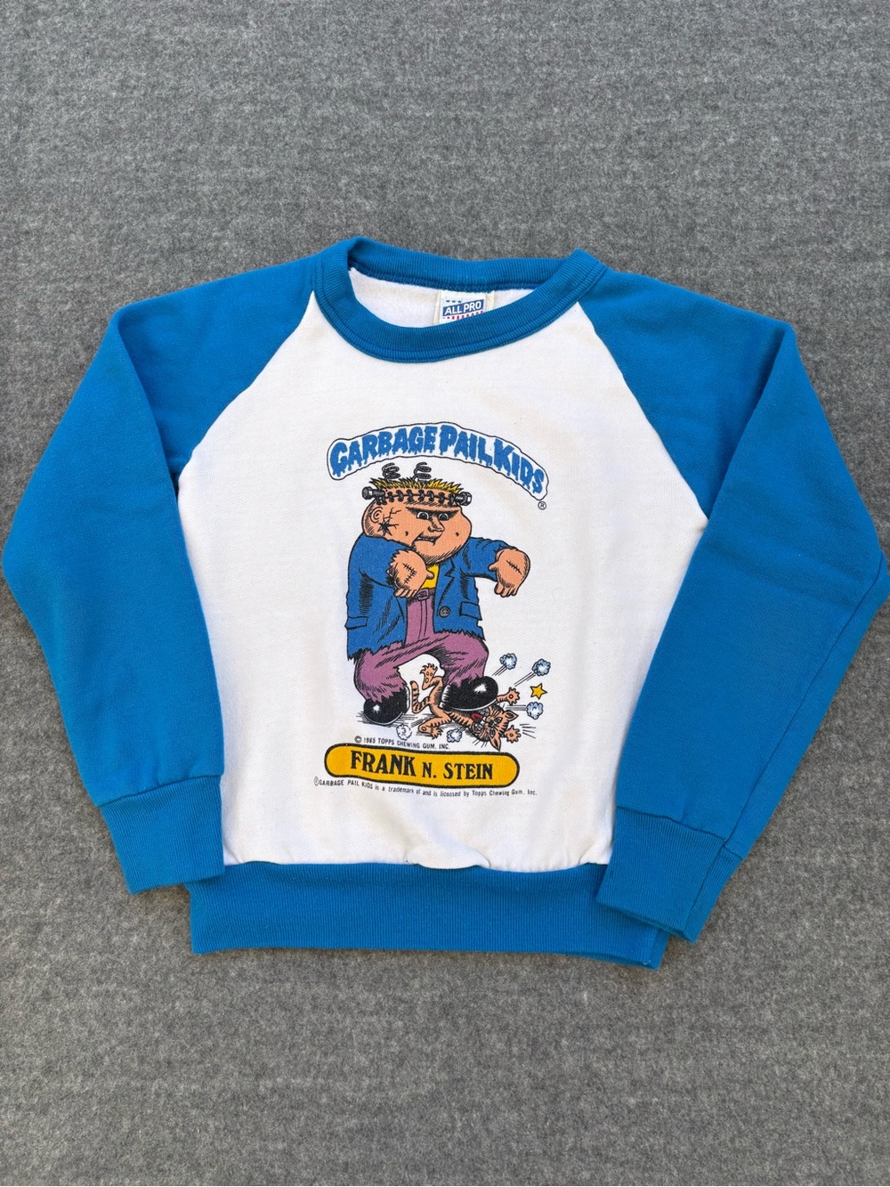 Vintage Kids Frank N. Stein Garbage Pail  blue sweatshirt Size S 8-10